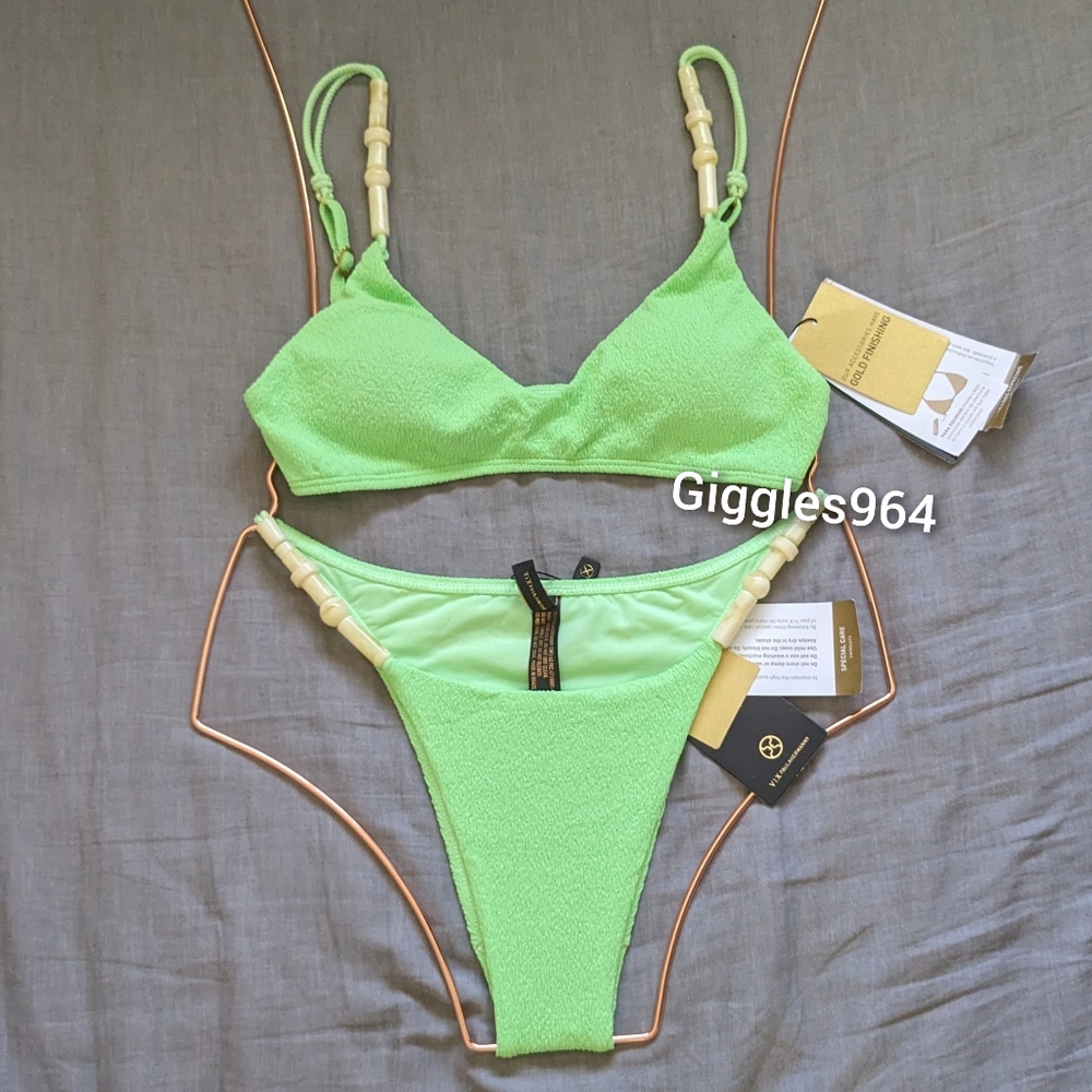 Vix Firenze Zene Li Bikini Set Lime Beaded Bralette